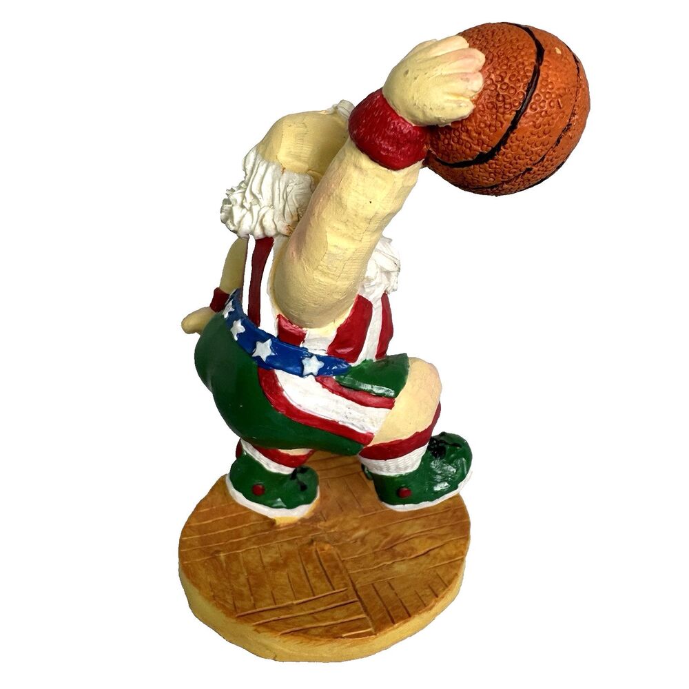 Retro 1990's Basketball Playing Santa 5" Figurine Christmas Red White & Blue - Picture 3 of 7